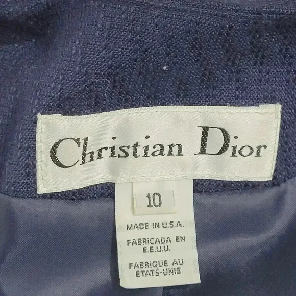 Christian Dior Women's 10 Navy Blazer Rayon Silk Trim Gold Button 28CT - Picture 5 of 11